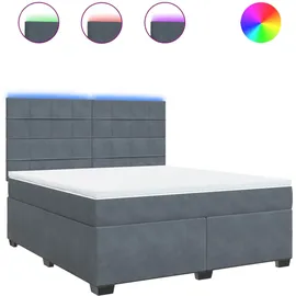 vidaXL Boxspringbett mit Matratze Dunkelgrau 180x200 cm Samt