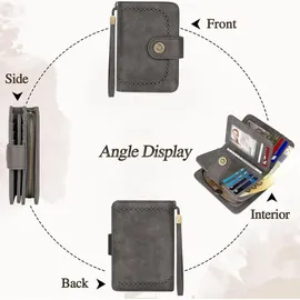 TEUEN Damen Geldbörse Vintage grau