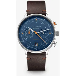 STERNGLAS - HAMBURG - CHRONO - EDITION KÜSTE - blau - silber - vintage 20 mokka / 42MM