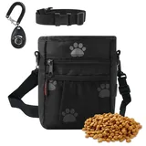 kissleaf Hundeleckerli-Tasche mit Kotbeutelhalter, große Kapazität, Leckerli-Tasche für Hundetraining, wasserdicht, Nylon, Leckerli-Tasche Balck