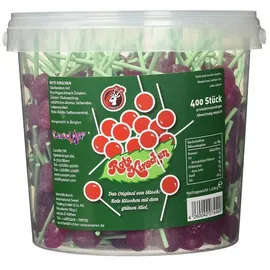 lollis Hirsch Rote Kirschen Lollies 400 rote Lutscher in einem Eimer 1200g