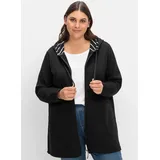 sheego Shirtjacke "Sweatjacke", Damen, Gr. 48/50, schwarz, 100% Baumwolle, Kapuzenfutter:100% Baumwolle, gemustert, unifarben, Shirts Shirtjacke