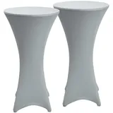Beautissu Stehtischhusse Stretch Grau Ø80 cm 2er Set