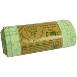 Vegware 25 Rollen (500 Stück) 30 l Bioabfallbeutel, kompostierbar