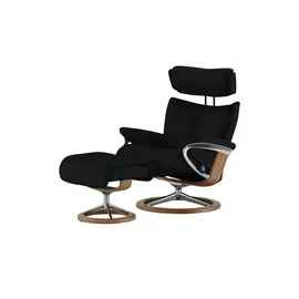 Stressless Relaxsessel mit Hocker Leder 82 x 112 x 78 cm Schwarz