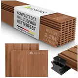 Juskys Terrassendiele 220 cm teak