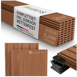Juskys Terrassendiele 220 cm teak