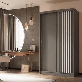 masseno Schwebetürenschrank LAMELLO 120 x 216 x 61 cm Grau