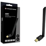 Conceptronic ABBY17B USB-Bluetooth 5.3-Adapter mit externer Antenne und hoher Reichweite, Eingebaut, Kabellos, USB, Adapter 5.3 NanoUSB 100m Schwarz