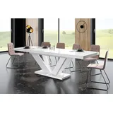 Design Esstisch Tisch HEU-111 Hochglanz ausziehbar 160 bis 256 cm - Weiß