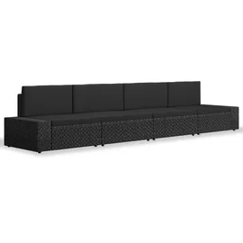 vidaXL 4-tlg. Garten-Lounge-Set Poly Rattan Schwarz