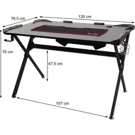 MCW Schreibtisch MCW-F11, Computertisch Jugend-Schreibtisch, Gaming 120x75cm MVG schwarz