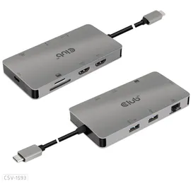 Club 3D Club3D Usb-8-In1-Hub Usb-C > 2Xhdmi/2Xusb/Usb-C/Rj45/Sd/Msd - Silber
