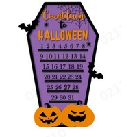 XDeer Adventskalender Holz Halloween Adventskalender 2023 Halloween Deko,Halloween Countdown, Kalender für die kommenden 31 Tage Halloween Party Heimdekor lila