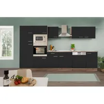 Respekta Küchenzeile 340 cm Schwarz Eiche York