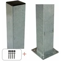 Plus Zaunpfosten 8 x 186 cm Silber/Metall