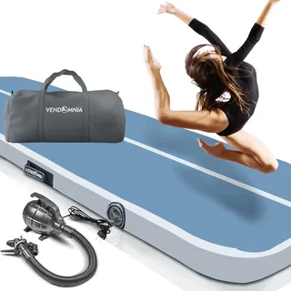 Vendomnia Track 1 2 3 4 aufblasbar, mit Pumpe, Air Turnmatte, Tumbling Gymnastikmatte, - Aeroblue-Grey