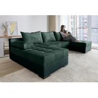 COLLECTION AB Wohnlandschaft Josy, U-Form, Schlafsofa mit Bettkasten, flexible Recamiere, Breite: 269cm, inklusive Rückenkissen, Cord/Mix grün
