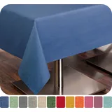 Beautex Tischdecke Leinenoptik wasserabweisend, fleckabweisend und pflegeleicht (1-tlg) blau Rund | 140 cm x 140 cm