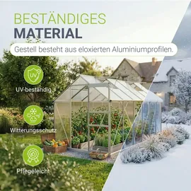 Juskys Gewächshaus Aluminium Silber HKP 4 mm 7,2 m2