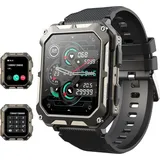 JUNG Blackview Smartwatch Damen & Herren Fitnessuhr, mit Bluetooth Smartwatch (4,65 cm/1,83 Zoll) Telefon Funktion, 100+ Trainingsmodi, mit Android