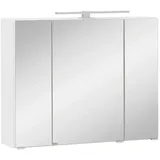 Held Spiegelschrank Held Möbel Kopenhagen, Weiß, Metall, 6 Fächer, 80x64x20 cm, Made in Germany, Badezimmer, Badezimmerspiegel, Spiegelschränke