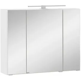 Held Spiegelschrank Held Möbel Kopenhagen, Weiß, Metall, 6 Fächer, 80x64x20 cm, Made in Germany, Badezimmer, Badezimmerspiegel, Spiegelschränke