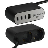 Electraline 62583 Steckdosenleiste für den Schreibtisch Electradock 2-Fach Schuko + 4 USB (1 USB A + 3 USB C PD35W) Kabel 2 m, Mehrfachsteckdose/Tischsteckdose Steckerleiste