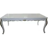 Casa Padrino Barock Esstisch Weiß Hochglanz / Gold - Esszimmer Tisch - alle Grössen - Weiß/Gold