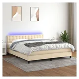 vidaXL Boxspringbett mit Matratze & LED Creme 180x200 cm Stoff