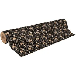 Clairefontaine Geschenkpapier, Kraft Natur 70g, Rolle 50x0,70m Flora schwarz - Schwarz 223847C