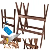 MODO24 Sägebock klappbar aus Holz, Holzbock zum Holzsägen, Stabiler Klappbock für Kaminholz, Balken & Äste, Sägehilfe aus FSC® Massivholz, Holzgestell zum Brennholz Schneiden, Farbe: Braun imprägniert