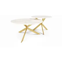 Feldmann-Wohnen Couchtisch, Weiß, Holz, Rund,Rund, X-Form, 133x42x75 cm, Wohnzimmer, Wohnzimmertische, Couchtische