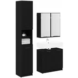vidaXL Badezimmerschrank-Set 3-tlg. Schwarz Eichen-Optik