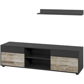 Vicco Wohnwand Berno, Schwarz/sandeiche, 2 Teile, Vicco