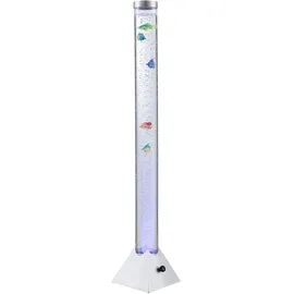 GLOBO Wassersäule Stehleuchte Sprudelsäule Farbwechsel Dekolampe LED Stehlampe, mit 5 Deko-fischen, Sprudelstärke einstellbar, Lxbxh 21,5x21,5x120 cm