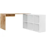 mokebo® mokebo Eckschreibtisch Eiche, Weiß, Holzwerkstoff, 145x77x65 cm, Arbeitszimmer, Schreibtische, Eckschreibtische