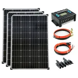 solartronics Komplettset 3x100 Watt Monokristallin 5-Busbars 20A Laderegler 12V / 24V Kabel Photovoltaik