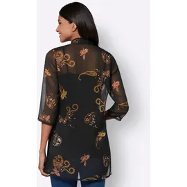 Classic Basics Longbluse schwarz-ocker-bedruckt 46