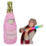 relaxdays Papierdekoration 2 x Pinata Sektflasche rosa