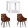 Homestyle4u Esstisch Massiv mit 2 Stühlen Braun Samt Holz Weiß Tisch Wohnzimmer Homestyle4u