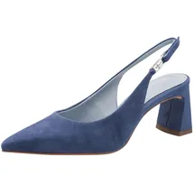 TAMARIS Damen Sling Pump mit Blockabsatz Leder, blau, 40 EU
