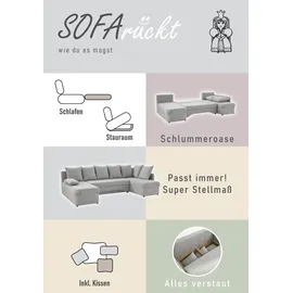 Jockenhöfer Wohnlandschaft JOCKENHÖFER GRUPPE "Arktis U-Form, B: 260 cm", grau (dunkelgrau), B:260cm T:85cm, Korpus: 100% Polyester;Kissen: 100% Polyester, Sofas, Wohnlandschaft, mit Bettfunktion & Bettkasten, Unser Dauertiefpreis, Topseller