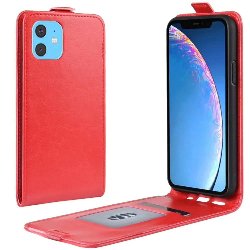 Flip Case Handyhülle für iPhone 11 Vertikal Schutzhülle Tasche Cover Rot Bumper Smartphone Kartensteckplatz-Kreditkarte-Geldscheine EC-Karte Bank-Karte