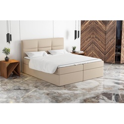 A&J MöbelLand GmbH Boxspringbett GRIM mit 2 Bettkästen, Bonell-Matratze. beige 120 cm x 200 cm x 106 cm