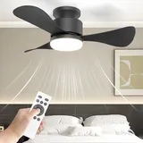 ORTHLAND Deckenventilator mit Beleuchtung, 71cm Deckenventilator mit Licht und Fernbedienung Leise DC Motor Umkehrbaren, 3 Flügeln Deckenleuchte mit Ventilator Klein für Schlafzimmer Wohnzimmer