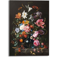 Reinders! Glasbild »Glasbild Stilleben mit Blumen Mauritshuis - Alte Meister«, Blumen, (1 St.), schwarz