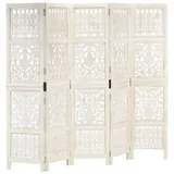 vidaXL Raumteiler Handgeschnitzt Weiß 160×165cm Mango Massivholz