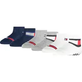 Tommy Hilfiger Socken TOMMY HILFIGER "TH BABY SOCK 6P FLAG SOCK ECOM", Mädchen, Gr. 23-26, weiß (weiß grau combo), Baumwollmischung, unifarben mit Farbeinsatz, normal, Socken Socken, ABS Anti-Rutsch am Fuß