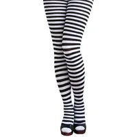 Oblique Unique® Sexy Strumpfhose -halterlos- Overknee Strümpfe - Party Kostüm Fasching Karneval (Strumpfhose Ringel schwarz/Weiss) - Einheitsgröße (Größe von ca. 34 bis 40)